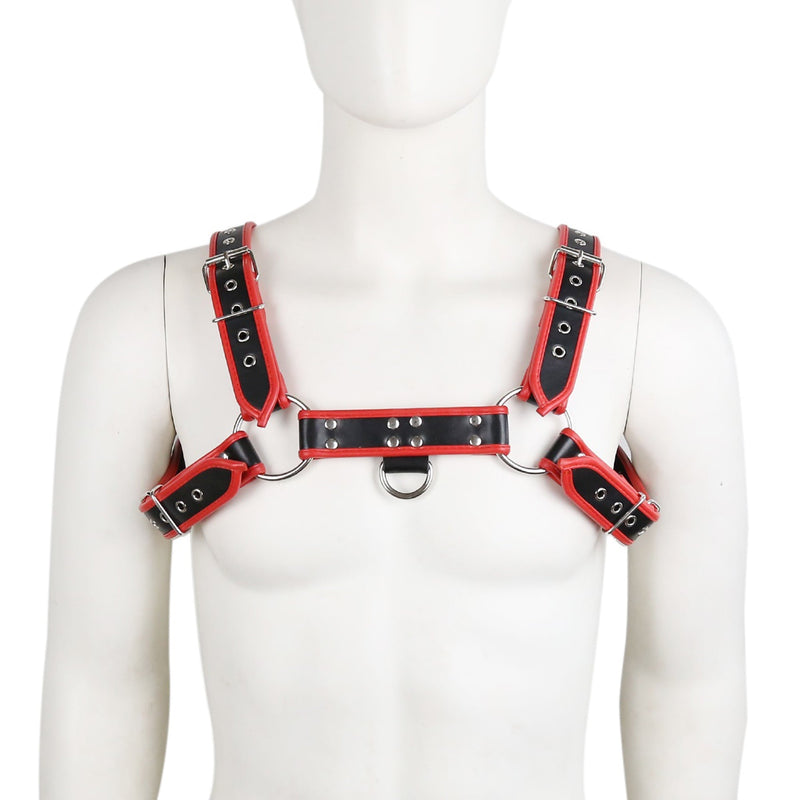 Fixxx - Schouder Harnasje - PU-Leder - One Size - Verstelbaar - Zwart/Rood-Laced-up.nl