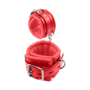 Fixxx - Menottes pour les mains rembourrées - Cuir PU - Rouge-Laced-up.nl