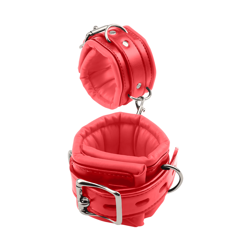 Fixxx - Menottes pour les mains rembourrées - Cuir PU - Rouge-Laced-up.nl