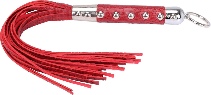 Fixxx - Zweep - Flogger - PU Leer - Slangenleer Print - Rood-Laced-up.nl