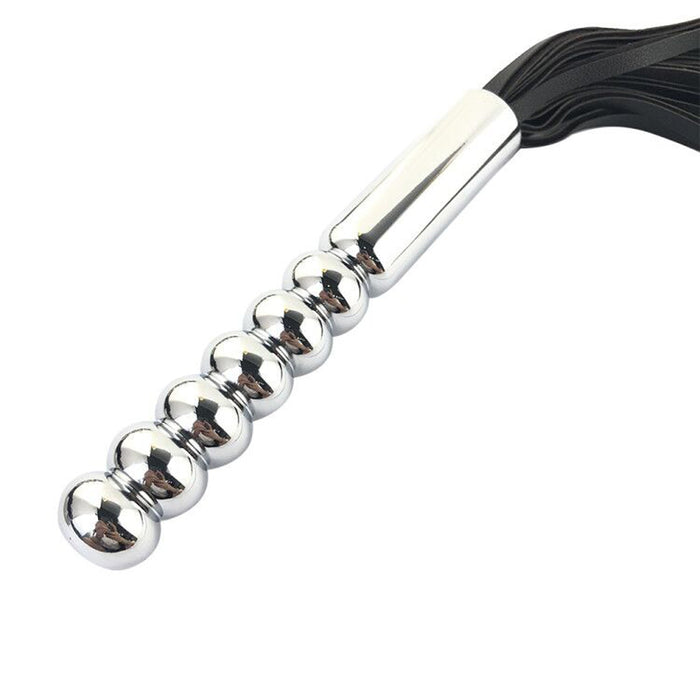 Fixxx - Zweep met Metalen Dildo Handvat - RVS - Zwart-Laced-up.nl