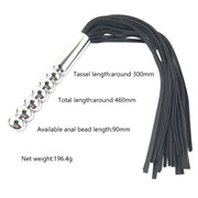 Fixxx - Zweep met Metalen Dildo Handvat - RVS - Zwart-Laced-up.nl