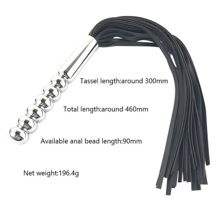 Fixxx - Zweep met Metalen Dildo Handvat - RVS - Zwart-Laced-up.nl