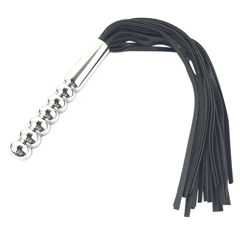Fixxx - Zweep met Metalen Dildo Handvat - RVS - Zwart-Laced-up.nl