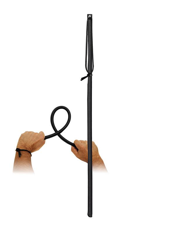 Flexibele Cane Van PVC En bekleed Met Leer - Zwart-Laced-up.nl