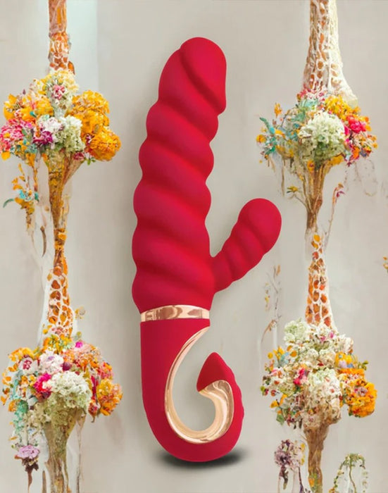 G-Vibe - G-Candy - Mini Geribbelde Rabbit Vibrator - Rood-Laced-up.nl