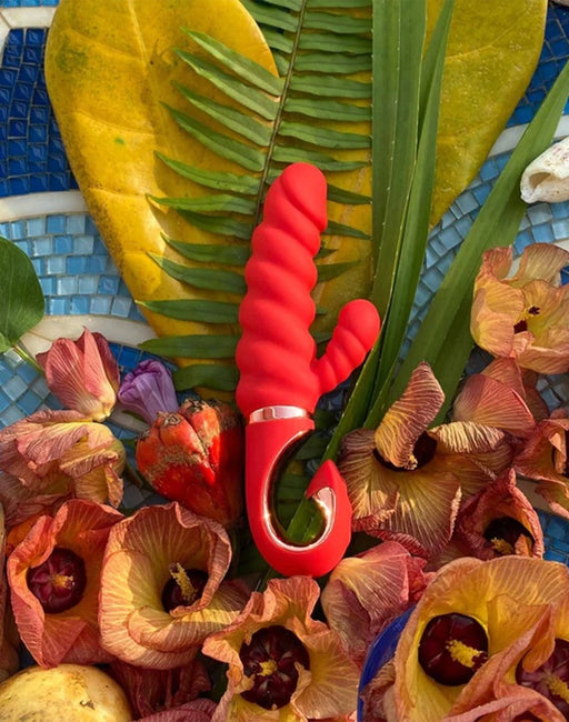 G-Vibe - G-Candy - Mini Geribbelde Rabbit Vibrator - Rood-Laced-up.nl