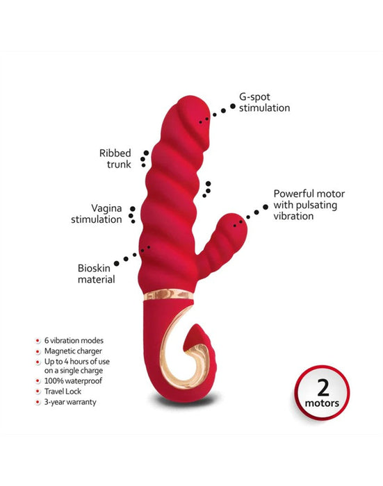 G-Vibe - G-Candy - Mini Geribbelde Rabbit Vibrator - Rood-Laced-up.nl