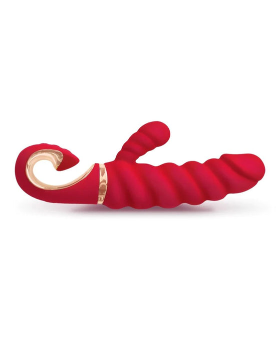 G-Vibe - G-Candy - Mini Geribbelde Rabbit Vibrator - Rood-Laced-up.nl