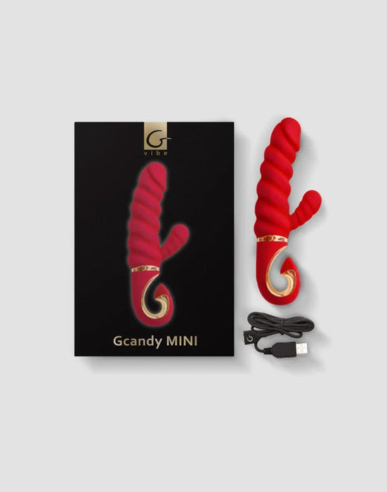 G-Vibe - G-Candy - Mini Geribbelde Rabbit Vibrator - Rood-Laced-up.nl