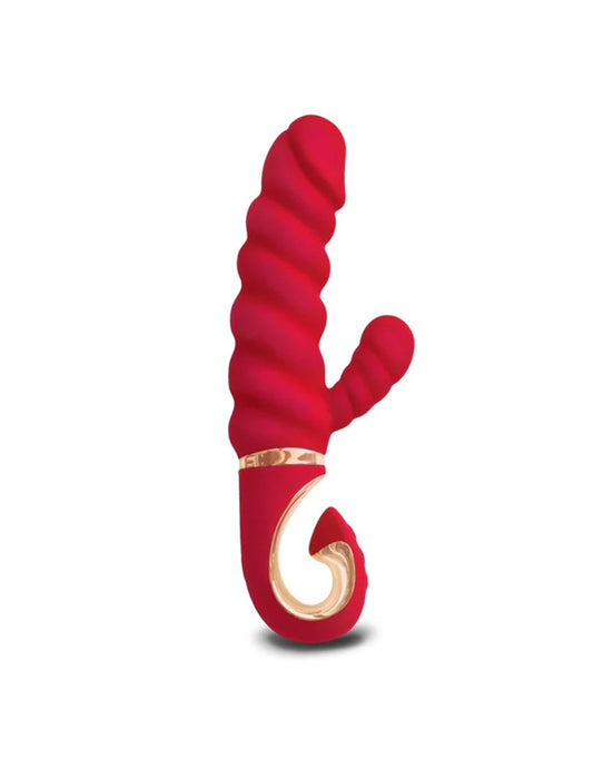 G-Vibe - G-Candy - Mini Geribbelde Rabbit Vibrator - Rood-Laced-up.nl