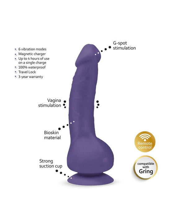 G-Vibe - G-Real2 - Vibrerende Dildo Met Zuignap - Paars-Laced-up.nl