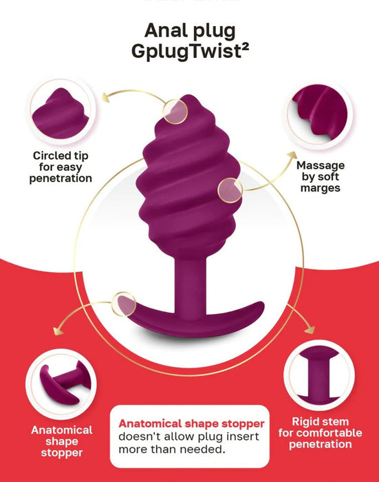 G-Vibe - G-plug Twist 2 - Geribbelde Buttplug - Paars-Laced-up.nl