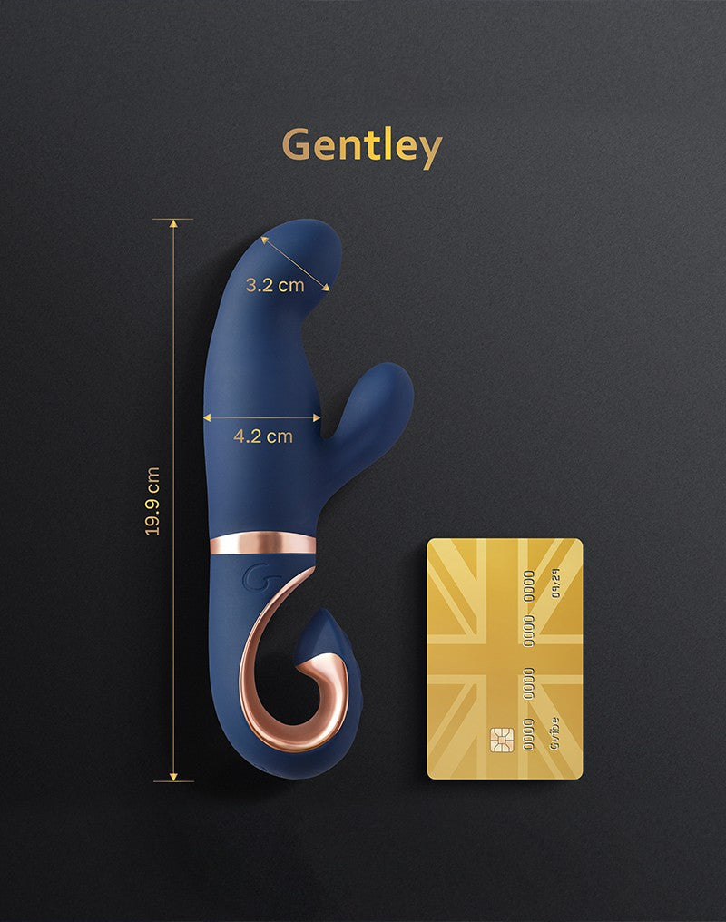 G Vibe - Gentley - Rabbit Vibrator - G-Spot en Clitoris Stimulatie - Siliconen - Blauw/Goud-Erotiekvoordeel.nl