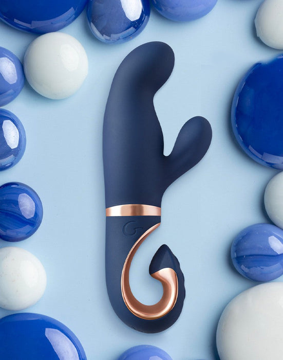 G Vibe - Gentley - Rabbit Vibrator - G-Spot en Clitoris Stimulatie - Siliconen - Blauw/Goud-Laced-up.nl