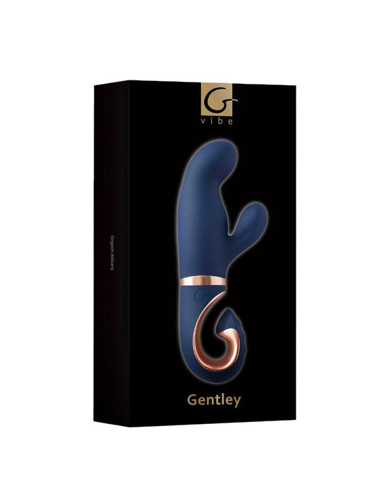 G Vibe - Gentley - Rabbit Vibrator - G-Spot en Clitoris Stimulatie - Siliconen - Blauw/Goud-Laced-up.nl