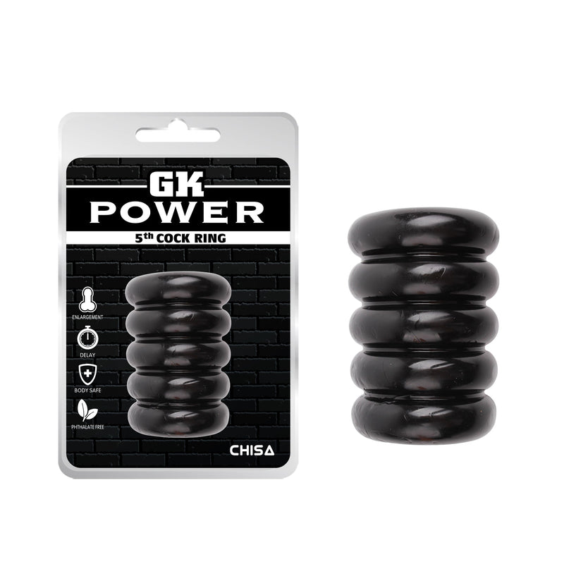 GK Power - 5th Cockring - Rekbaar - Zwart-laced-up.nl