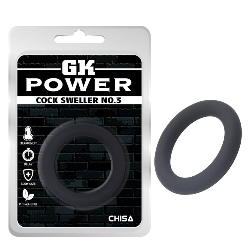 GK Power - Cock Sweller No.3 - Rekbare Cockring - Diameter 40 mm - Zwart-laced-up.nl