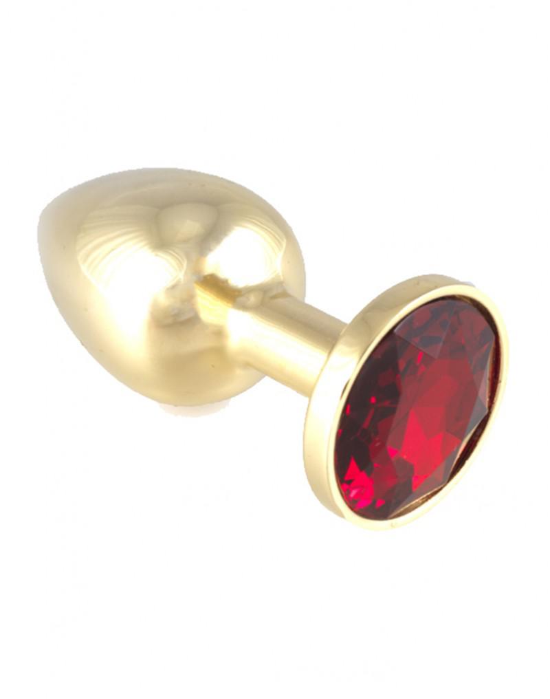 Rimba - Gouden Buttplug Klein Met Rood Kristal-Laced-up.nl