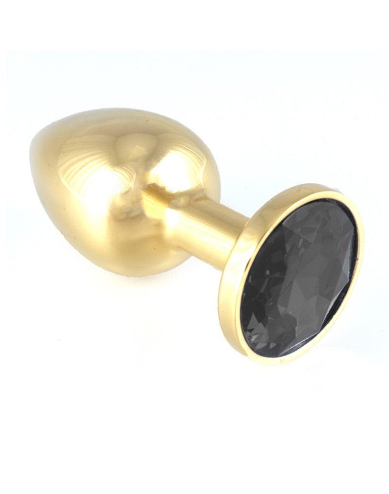 Rimba - Gouden Buttplug Klein Met Zwart Kristal-Laced-up.nl