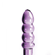 Gebogen Glazen dildo Met stimulerende ribbels - Paars-Laced-up.nl
