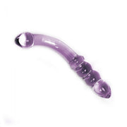 Gebogen Glazen dildo Met stimulerende ribbels - Paars-Laced-up.nl