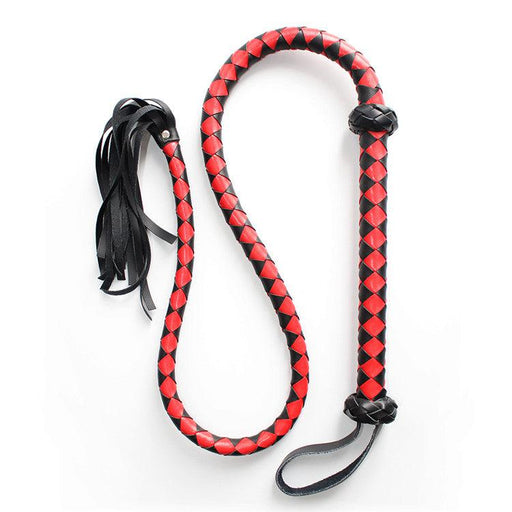 Kiotos - Gevlochten single tail Zweep kunstleer - 150 cm - Rood/Zwart-Erotiekvoordeel.nl