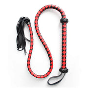 Gevlochten single tail Zweep kunstleer - 150 cm - Rood/Zwart-Laced-up.nl