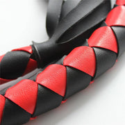 Gevlochten single tail Zweep kunstleer - 150 cm - Rood/Zwart-Laced-up.nl