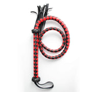 Gevlochten single tail Zweep kunstleer - 150 cm - Rood/Zwart-Laced-up.nl