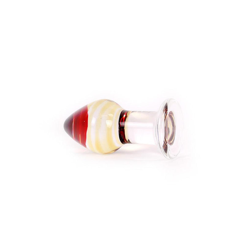 Glazen Buttplug - Transparant Met Rood/oranje punt-Laced-up.nl
