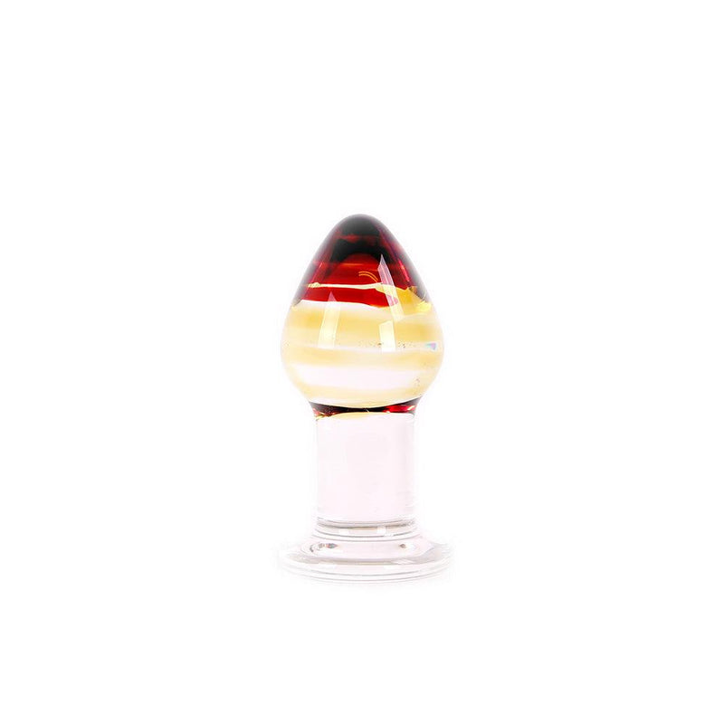 Glazen Buttplug - Transparant Met Rood/oranje punt-Laced-up.nl