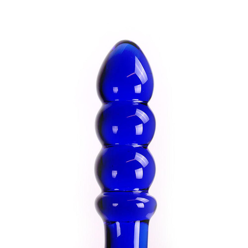 Glazen Dildo Blue Curve - Blauw-Laced-up.nl