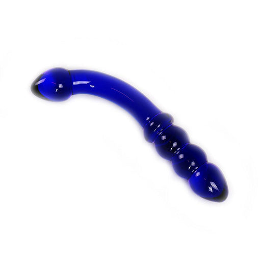 Glazen Dildo Blue Curve - Blauw-Laced-up.nl