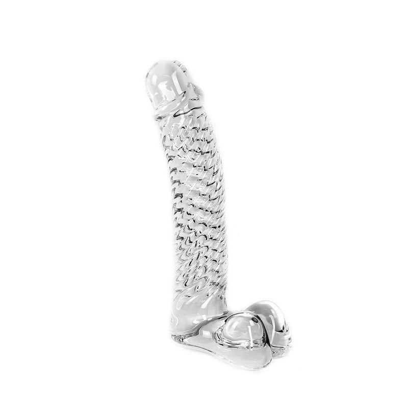 Glazen Dildo Geribbeld - Transparant-Laced-up.nl