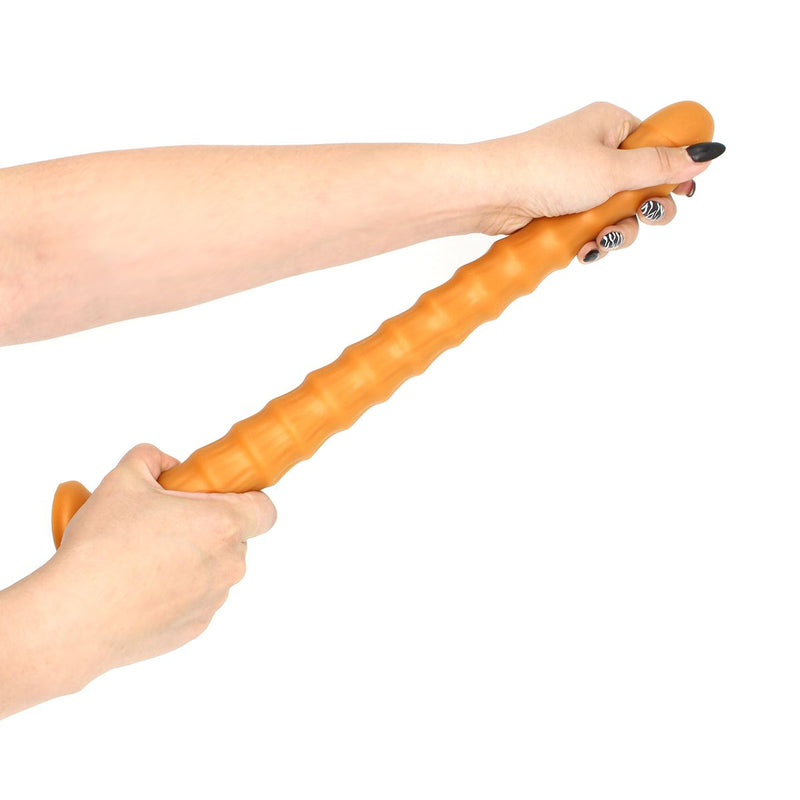 Gold Play - Soft Liquid Siliconen Anaal Dildo Ribbed - Goud-Laced-up.nl