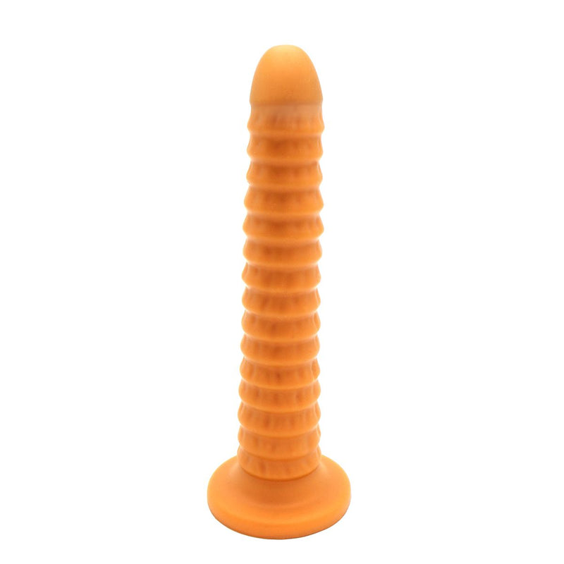 Gold Play - Soft Liquid Siliconen Anaal Dildo Ribbed - Goud-Laced-up.nl