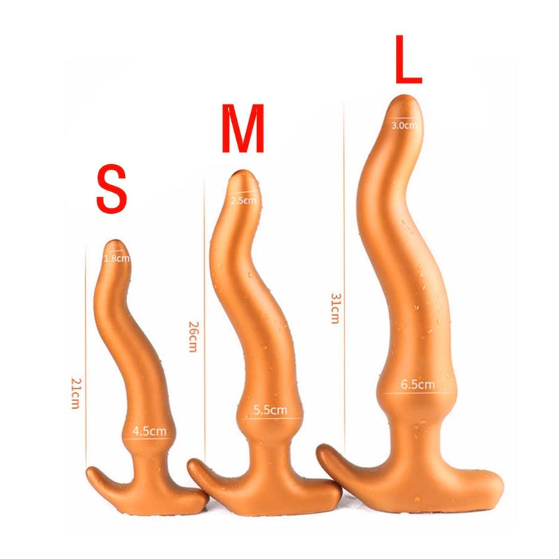 Gold Play - Soft Liquid Siliconen Anaal Dildo - Wave - Goud-Laced-up.nl