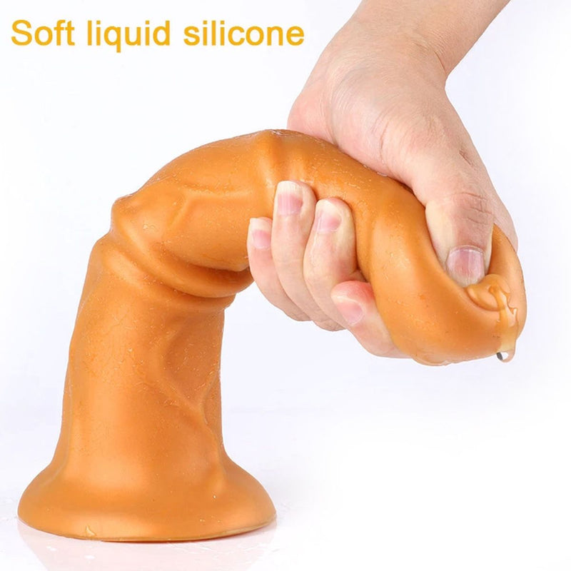 Gold Play - Soft Liquid Siliconen Dildo - Beast - Goud-Laced-up.nl
