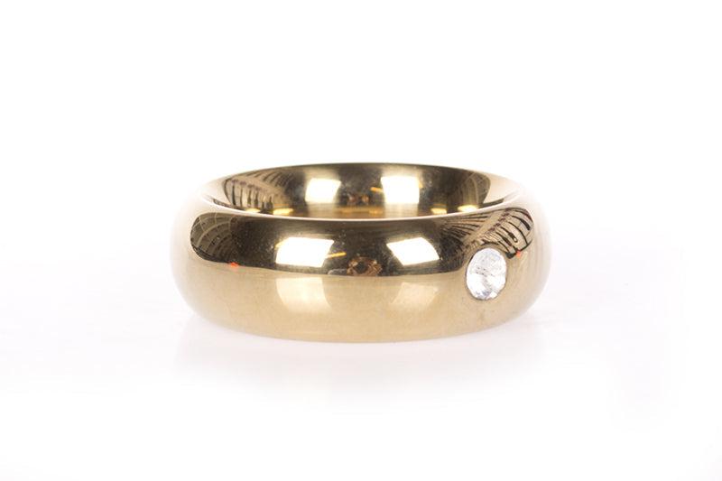 Kiotos - Gouden Donut Cockring - Met Transparant Sierkristal - 20 mm hoog-Laced-up.nl