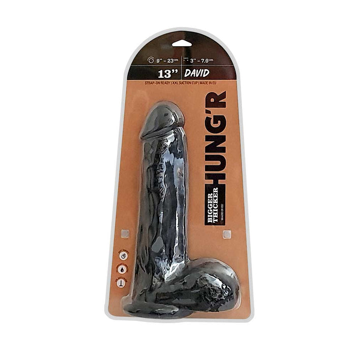 HUNG'R - David - Dildo - Zwart - 33 cm - Ø 7.6 cm-Laced-up.nl