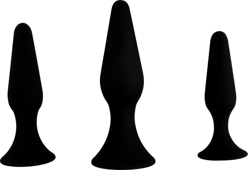 Hands Free Anaal Plug - Set van 3 - Zwart-laced-up.nl