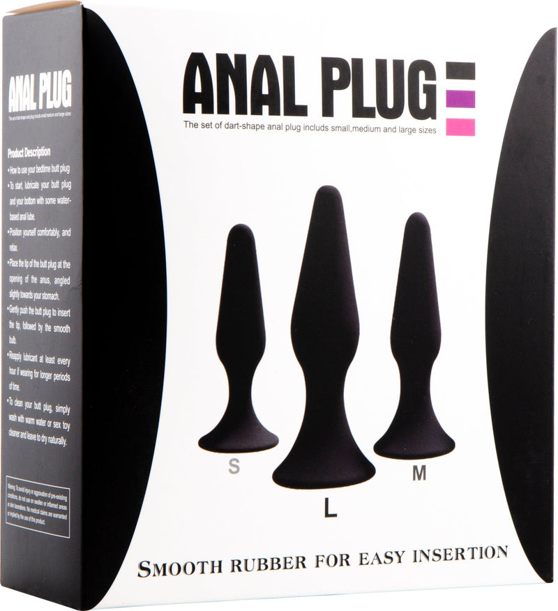 Hands Free Anaal Plug - Set van 3 - Zwart-laced-up.nl