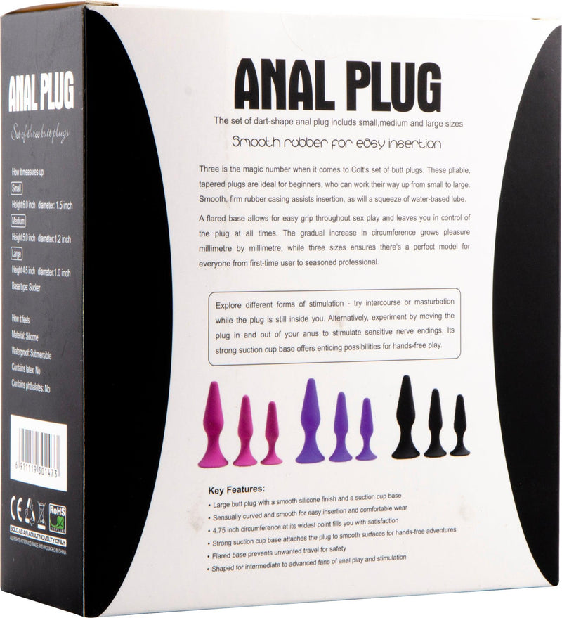 Hands Free Anaal Plug - Set van 3 - Zwart-laced-up.nl