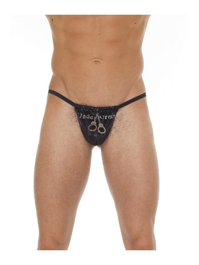 Amorable - Zwarte Herenstring 'Under Arrest' met Handboeienprint-Laced-up.nl