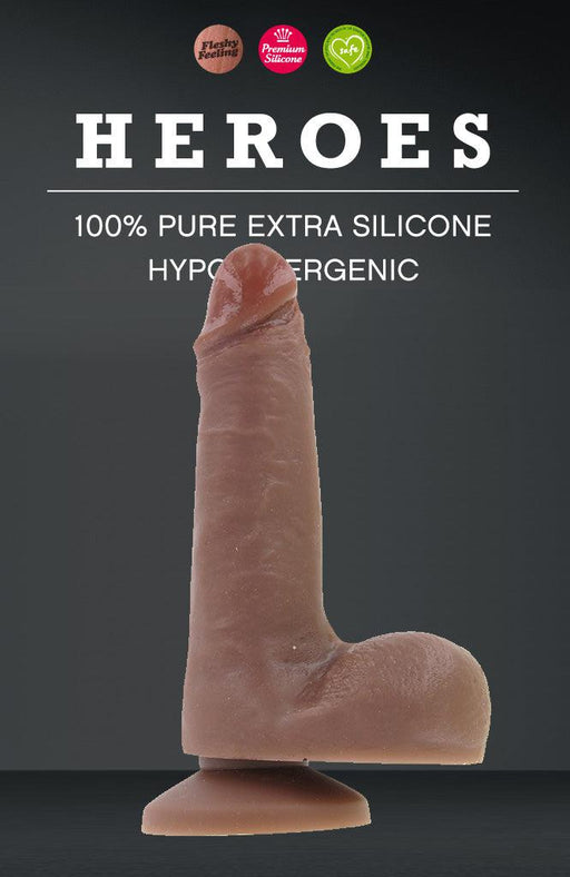 Heroes - No. 5 - Dildo Met Zuignap - 16 x 4,5 cm - Bruin-Laced-up.nl