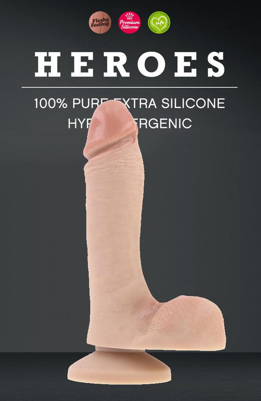 Heroes - No. 6 - Dildo Met Zuignap - 17 x 3,5 cm - Lichte Huidskleur-Laced-up.nl