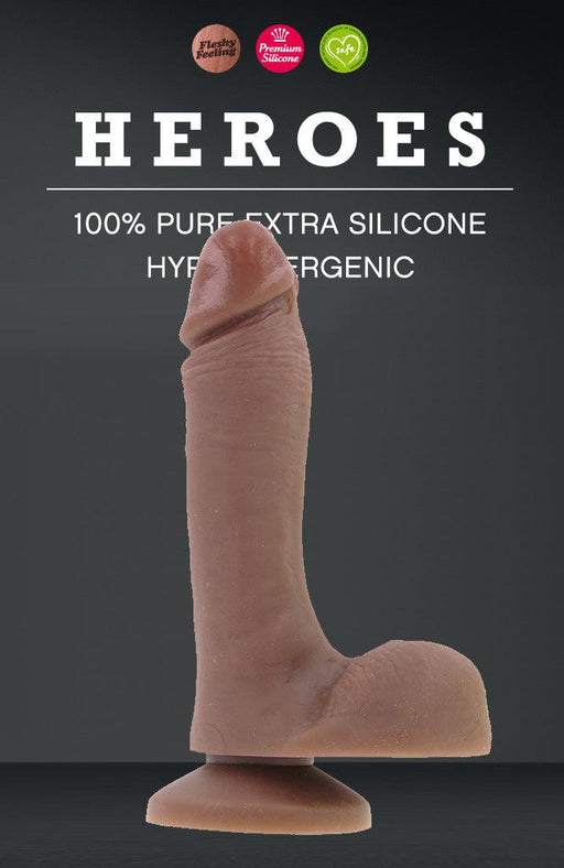 Heroes - No. 6 - Dildo Met Zuignap - 17 x 4 cm - Bruin-Laced-up.nl