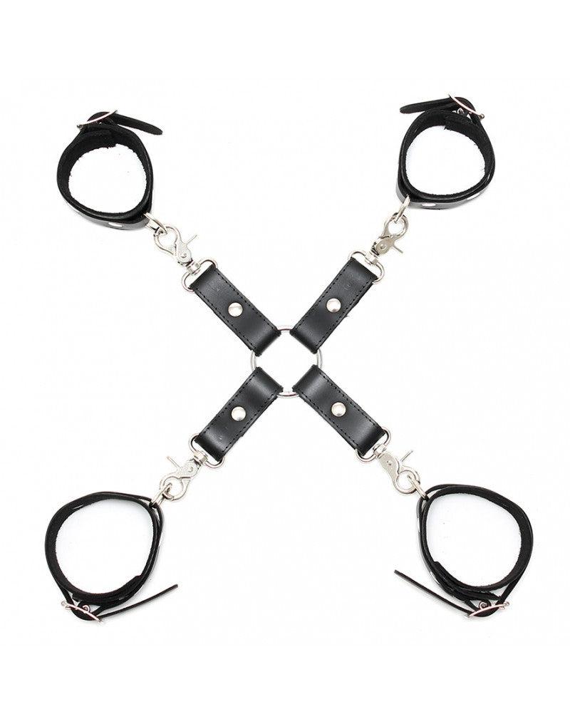 Rimba - Hogtie Boeienset Met handboeien, voetboeien En hogtie-verbindingsset - Zwart-Laced-up.nl