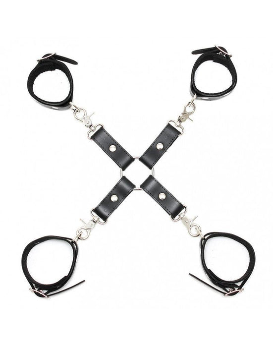 Rimba - Hogtie Boeienset Met handboeien, voetboeien En hogtie-verbindingsset - Zwart-Laced-up.nl